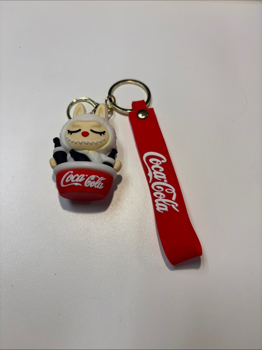 Coca-Cola Red Silicone Wrist Strap Keychain with Character Charm NWOT